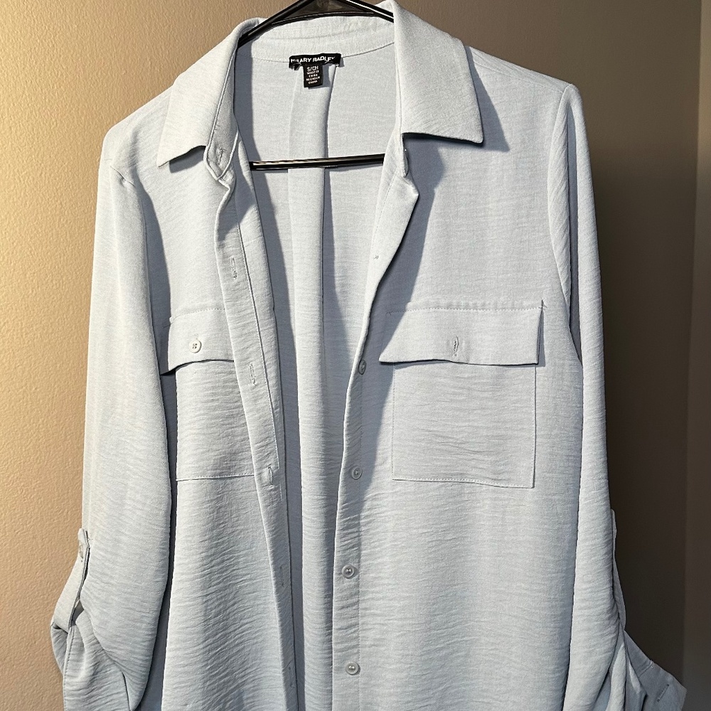 Hilary Radley Baby Blue Button Down Shirt